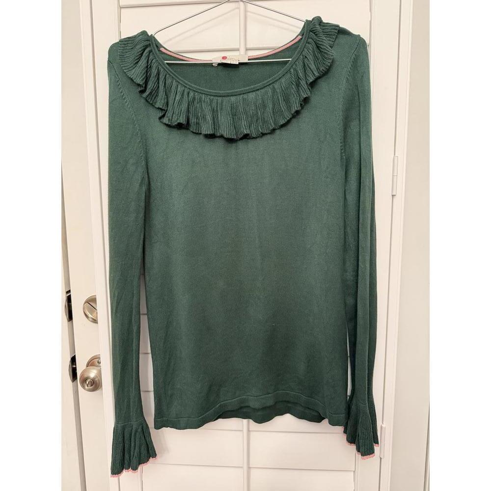 Boden Lavinia Ruffle Jumper in green size 4